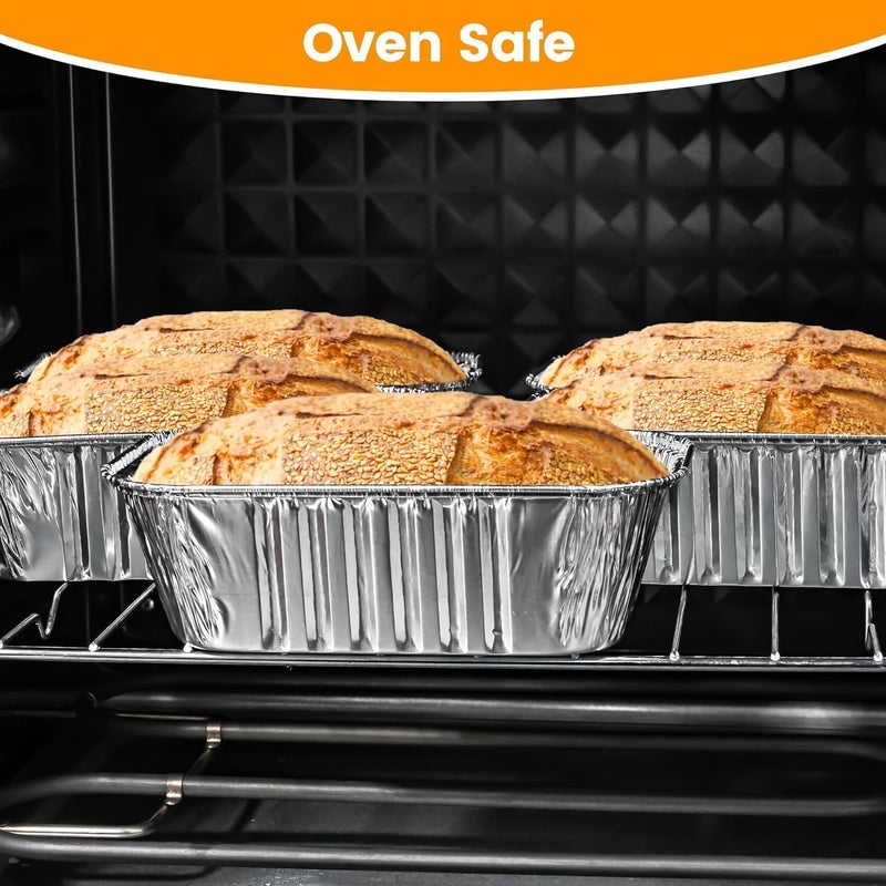 Findful 60 Pack 6"x3.5"x2" Disposable Aluminum Loaf Pans with Chear Lids, 1 lb Mini Foil Loaf Pans & Food Containers,Small Aluminum Tin Foil Baking Pan for Cakes, Bread, Meat, Loaves - Image 3